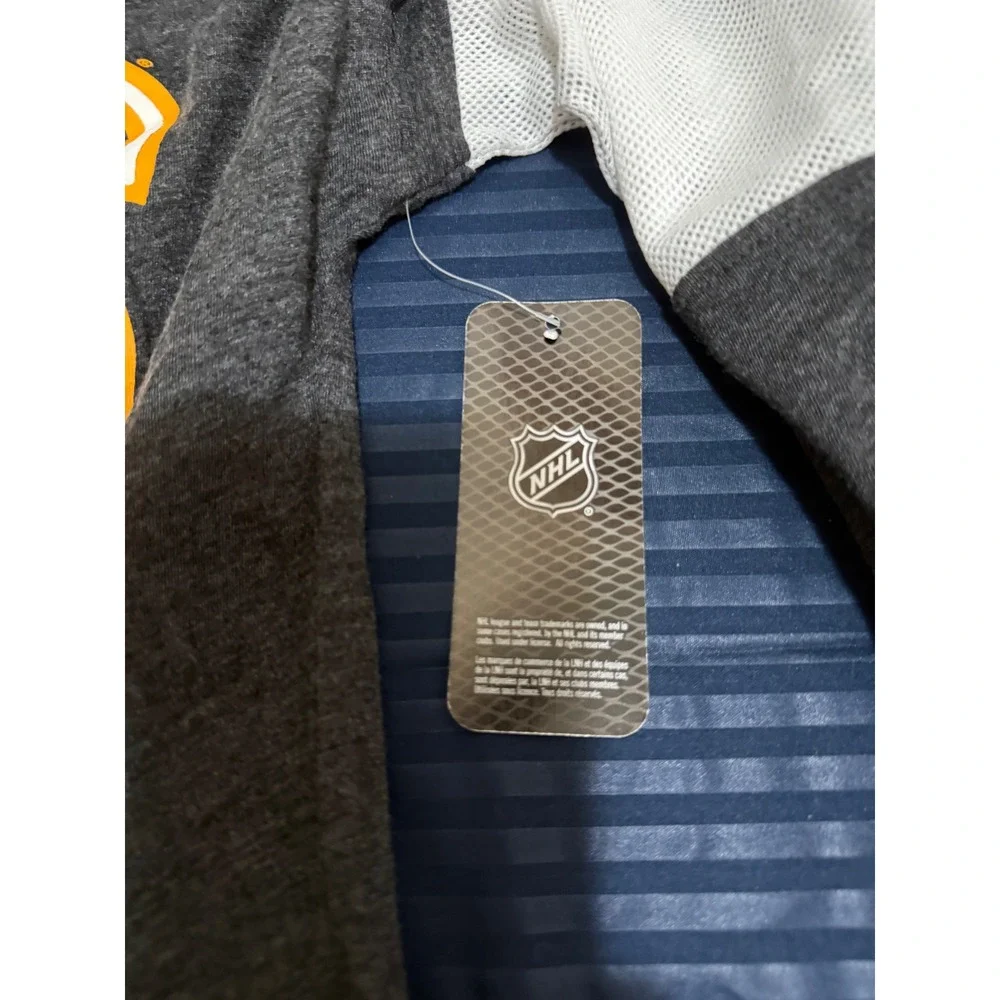 NHL Boston Bruins Girls Large 12/14 Long Sleeve Shirt Charcoal Gray Logo NWT